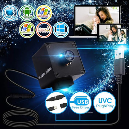 3840x2160 4K Video Surveillance USB Camera 4K Webcam with Sony IMX317 Sensor Webcamera for Industrial, 30fps USB Webcam Built in Microphone Mini Camera with Mini Case Support Most OS Web Cams