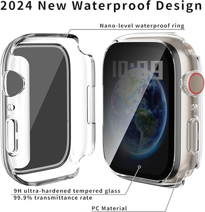 Waterproof Privacy Case Compatible with Apple Watch Ultra 3/2/1 49mm with Anti-peep Screen Protector, iWatch Face Cover Protective Bumper for iWatch Case 49mm Clear