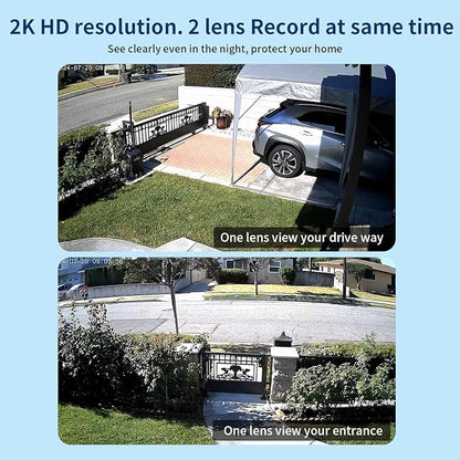 LETSCEE Dual Lens WiFi Security Camera Outdoor, 2.4G/5G PTZ Outdoor Plug-in Camera Auto Tracking,Home Security Surveillance System,WiFi,Night Vision,7/24 Recording