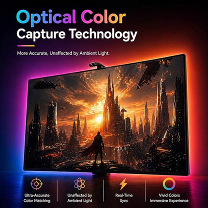 AOC TV Lights that Change with TV LED Backlight that Sync for 32-50 inch TVs, RGB Changing Strip Light with Sensor, Living Room Decor, Gifts for Men Gamers, Smart App Control, DIY Mode, 11.5FT