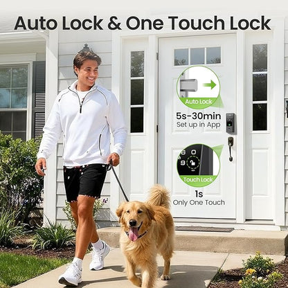 GHome Smart WiFi Deadbolt Locks for Front Door, 5-in-1 Fingerprint Keyless Entry Door Lock, Indoor Smart Lock for Home Hotel with 10000mAh Battery, Work with Alexa & Hey Google, App Control, Auto Lock