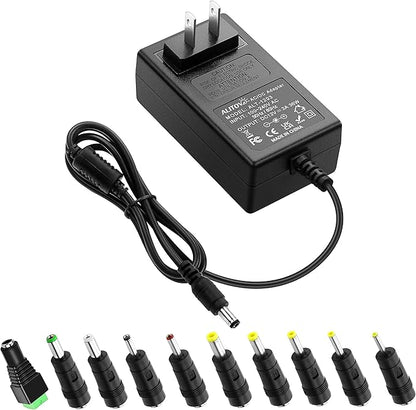 ALITOVE 12V 3A Power Supply DC 12 Volt AC Adapter 36W 2.5A 2A 1.5A 1A Replacment Power Cord Converter Transformer 4.92Ft with 10 Tips for LED Strip Light CCTV Security Camera Router PC Monitor