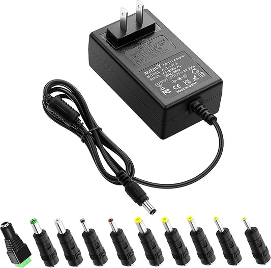 ALITOVE 12V 3A Power Supply DC 12 Volt AC Adapter 36W 2.5A 2A 1.5A 1A Replacment Power Cord Converter Transformer 4.92Ft with 10 Tips for LED Strip Light CCTV Security Camera Router PC Monitor