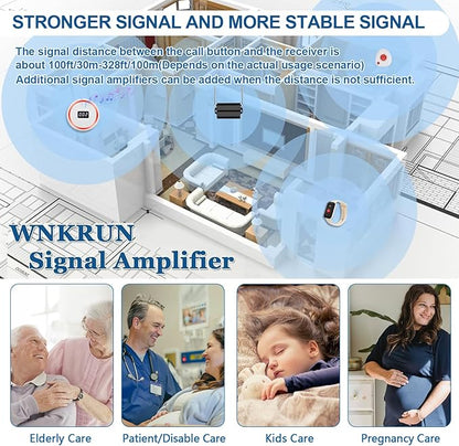 Wireless Caregiver Pager Call Button Emergency Calling System 328 Feet 1 Call Button/1 Watch Button/1 Receiver Nurse Alert System for Elderly Patient Disabled (1 Beige H1+1 3DB+M2)