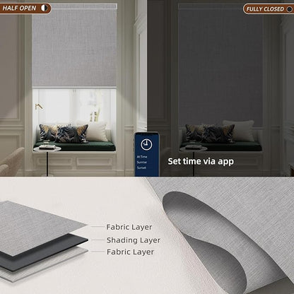 Motorized Blinds Roller Shade with Remote: Canisteo Automatic Smart Blind for Windows 100% Blackout, Electric Blinds Compatible with Alexa/Google Home/Apple Homekit, Customized Size, Neat Light Grey