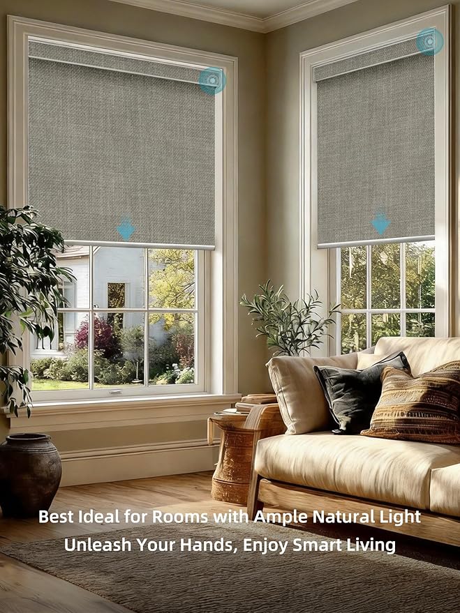 SmartWings Motorized Smart Blinds with Remote, Custom Automatic 100% Blackout Roller Shade Compatible with Alexa/Homekit/Google, Electric Smart Blinds for Indoor Windows, Vigor Sage