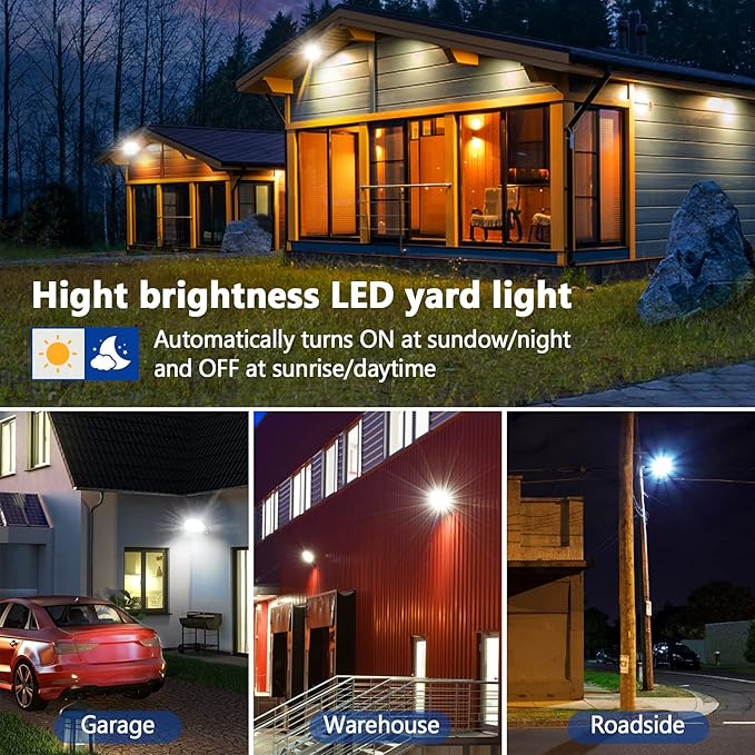 Karjoefar LED Barn Light, Dusk to Dawn Outdoor Lighting with 100W 10000LM 5000K Daylight, IP65 Waterproof Outdoor Security Flood Lights for Garage Yard Street Warehouse Use