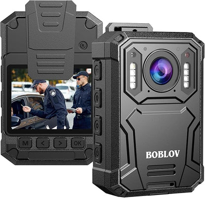 BOBLOV KJ23Pro 2K Body Camera, 64GB Body Camera with Night Vision, 4000mAh Battery for 15 Hours Continuous Recording, IP66 Waterproof Design for Law Enforcement, Security, and Outdoor Work（64GB）
