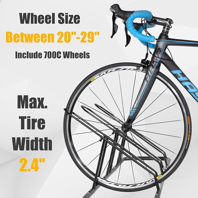 CyclingDeal Bicycle Floor Parking Rack Stand - for Mountain MTB Road Bike - Indoor Home Garage Storage - Adjustable 4 Bikes