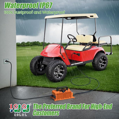 10L0L 18 AMP 36 Volt Golf Cart Battery Charger Compatible with EZGO TXT D Style Plug Portable Golf Cart Charger IP67 for Lead Acid Lithium AGM/Gel Battery