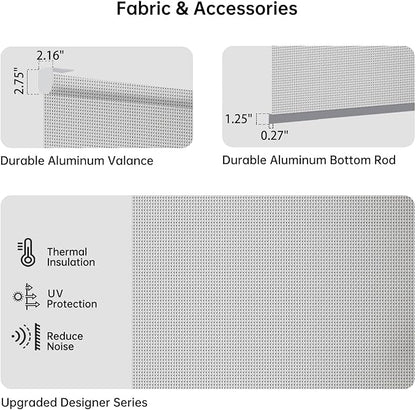 Motorized Coupled Shades, Falme Resistant Smart Solar Shades for Large Windows Automatic Blinds Compatible with Alexa, Electric Roller Blinds Customized for Home Office(5% Openness Grey)