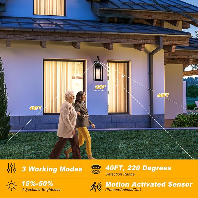 20" Motion Sensor Outdoor Wall Lights, Dawn to Dusk Outdoor Light Fixture
