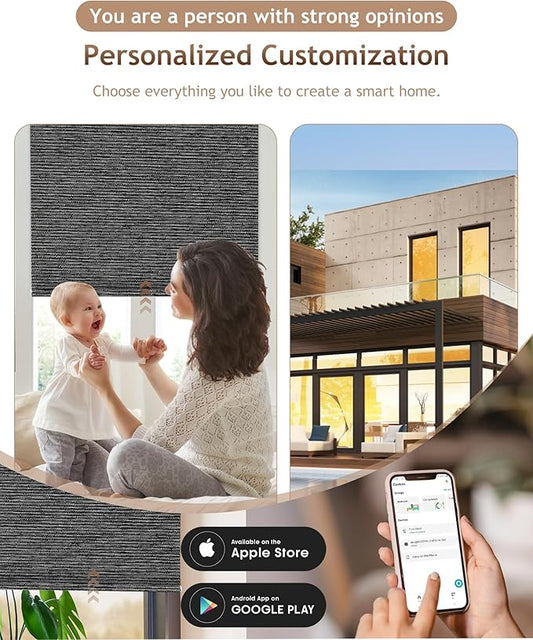 Kincmo Motorized Blinds with Remote,100% Blackout Motorized Roller Shades Work with Apple Homekit,Alexa,Google, Custom Electric Blinds with App,Voice Control (Eclipse Anchor Grey)