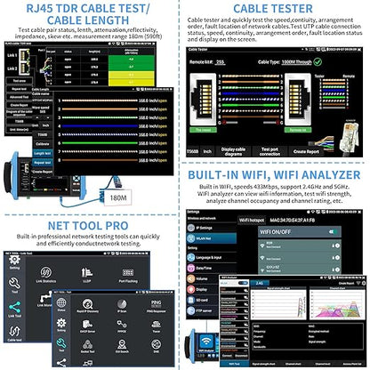 Rsrteng CCTV Camera Tester, 8K 32MP IP Camera Tester with POE++ Max 90W 8MP CVI TVI AHD SDI CVBS Camera Tester 7inch IPS Touch Screen CCTV Tester Support SFP, WiFi HD IPC Tester IPC-9800ADHS Pro