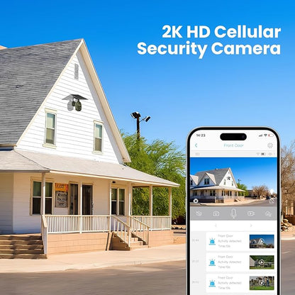SOLIOM S600 4G LTE Cellular Security Cameras Wireless Outdoor, Solar Security Camera with Pan Tilt 360°View, 2K Full Color Night Vision, Unlimited Data Plan, PIR Motion Sensor, 2 Way Talk, Camo