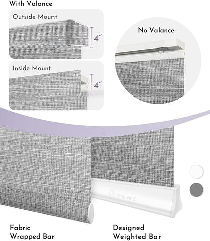 Graywind Rechargeable Smart Sliding Panels Compatible with Alexa Google Motorized Panel Track Blinds Remote Control for Patio Sliding Door Closet Door Width Up to 177" Custom Size (Jacquard Grey)