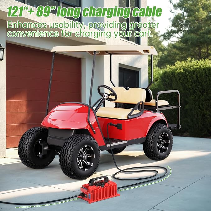 10L0L 18 AMP 36 Volt Golf Cart Battery Charger Compatible with EZGO TXT D Style Plug Portable Golf Cart Charger IP67 for Lead Acid Lithium AGM/Gel Battery