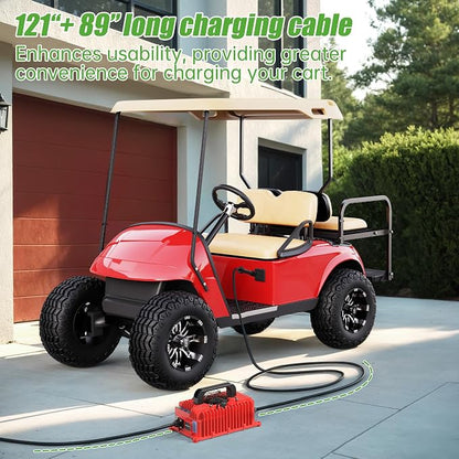 10L0L 18 AMP 36 Volt Golf Cart Battery Charger Compatible with EZGO TXT D Style Plug Portable Golf Cart Charger IP67 for Lead Acid Lithium AGM/Gel Battery