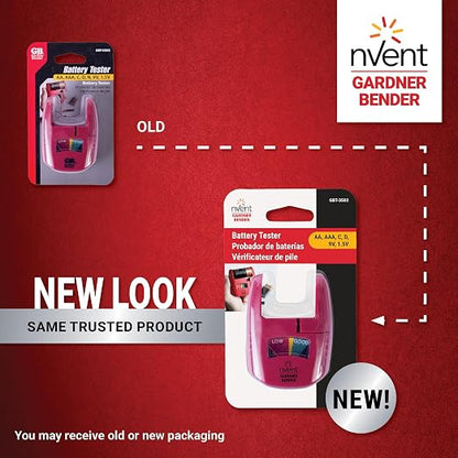 nVent GARDNER BENDER GBT-3502 Analog Battery Tester, Handheld | Tests AA, AAA, C, D, 9V, and 1.5V button cells. (Formerly: Gardner Bender)