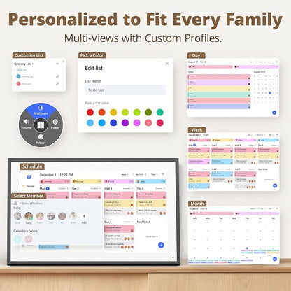 Digital Calender 15.6 Inch Smart Wall Calender, Touchscreen Electronic Calender Planner for 2025 Family Chore Chart Rewards and Schedules, Interactive Display, APP Access, Wall Mount or Stand