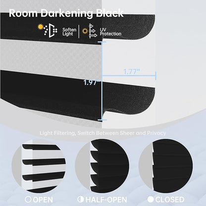 Motorized Sheer Shades with Remote, Automatic Dual-Layered Shades for Windows, Smart Light Filtering Blinds Compatible with Alexa, Custom Size (Room Darkening Black)