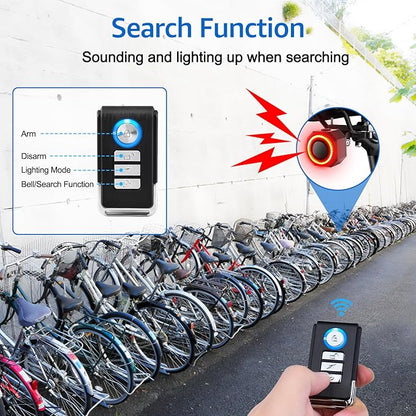 NineLeaf Bicycle Tail Light Rechargeable,Bike Tail Light with Alarm and Remote,Bike Alarms for Ebikes,IP65,113dB Alarms, Level 7 Sensitivity, Auto ON/Off Bike Tail Light with Smart Brake Lights