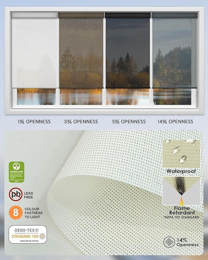 Yoolax Motorized Solar Shades Light Filtering Motorized Blinds with Remote Smart Blinds Compatible with Alexa, Google, Flame Retardant Roller Shades for Windows, Customized (14% Openness Mesh White)