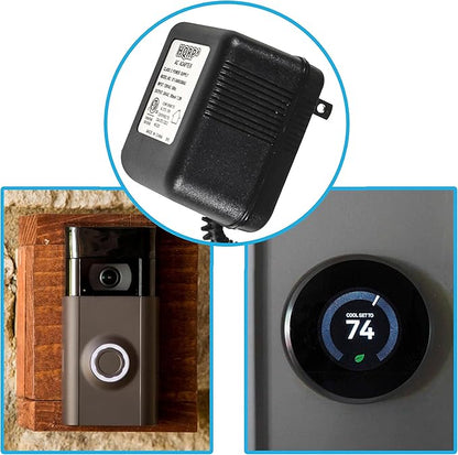 HQRP 24V AC Adapter Transformer Compatible with Ecobee Google Nest Honeywell Emerson Ecobee4 Smart WiFi Thermostat, Wyze Ring Blink Video Doorbell C-Wire, 25ft Cable, ETL Listed