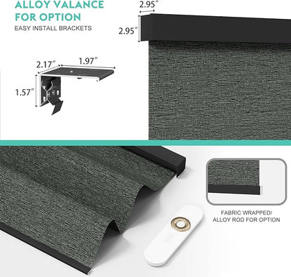 Motorized Blinds with Remote, Blackout Smart Automatic Electric Blinds for Indoor Windows, Cordless Motorized Roller Shades with Custom Size（Dark Linen）