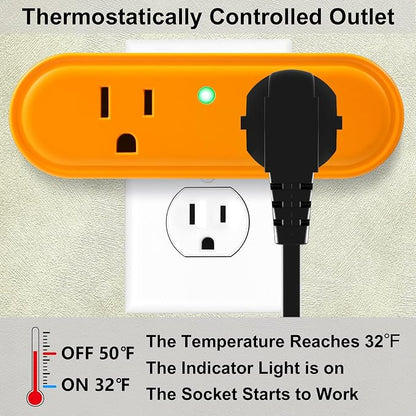 Thermostatically Controlled Outlet: Automatically Turn on Below 32℉, Turn Off Above 47℉ Unnecessary to Control Power Manually in Cold Winter Cube 1 Pack (Aurantium)