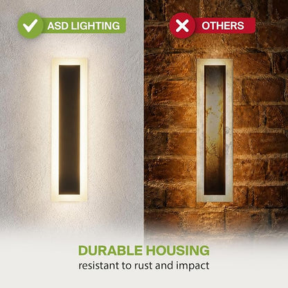 ASD LED 24" Long Wall Mount Light Fixture, Outdoor & Indoor Linear Sconce | 3CCT, Dimmable, Waterproof, Anti-Rust, ETL Listed | 24W 2000LM 3000-5000K 100-277V | Exterior Porch Lighting | Black
