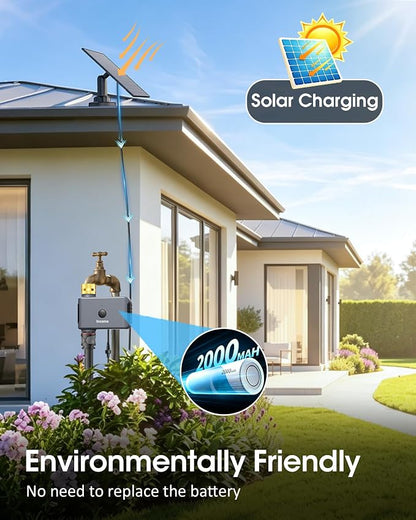 Insoma Solar WiFi Water Timer for Garden, 365-Day Power, Brass Inlet | Solar Panel+Type-C Dual Power, APP&Voice Control, Alexa/Google Compatible, Rain Delay+Manual Mode, WiFi Direct, 2.4GHz, IPX6
