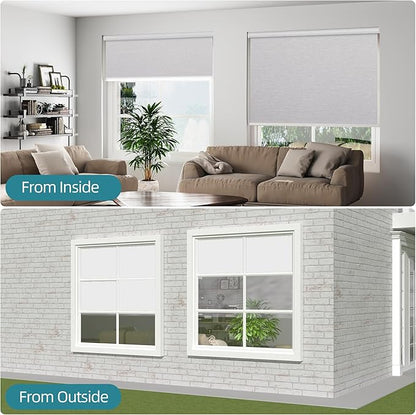 Changshade Custom Size Cordless Roller Shades, Blackout Roller Window Blinds with Thermal Insulated for Office, Living Room, Bedroom, Kitchen, Easy Installation,Grey