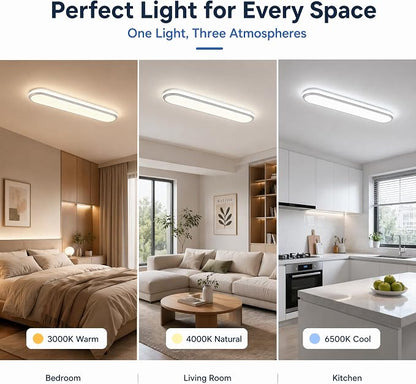 Modern LED Ceiling Lighting with Remote,3Ft Smart LED Ceiling Lamp,50W High Brightness Linear Flush Mount Light Fixture,36.2" Dimmable Led Ceiling Light for Kitchen,Garage,Hallway