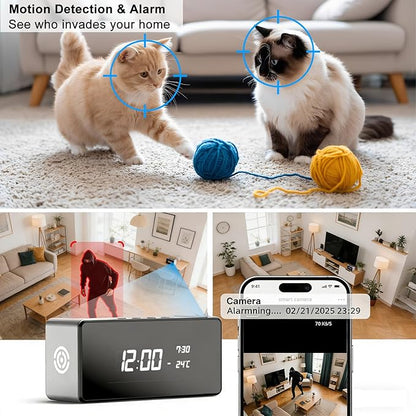 Hidden Camera Clock 4K HD WiFi, Wireless Camera with Night Vision Motion Detection, Nanny Cam for Home Security Indoor, Remote Live Stream Surveillance Camera