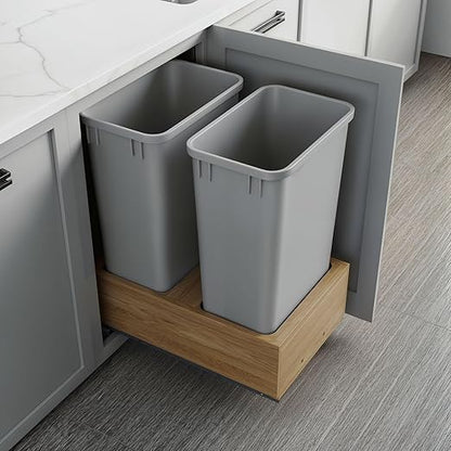 Dowell Double 50Qt Undermount Trash Pull-Out Waste Container with Full Extension Soft-Close Slides, Bottom Mounted, Face Frame/Frameless Min. Cabinet Opening: 15-1/2 Inch Wide-4008 0218 50