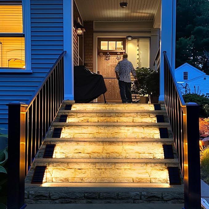 JOFIOS Solar Step Lights for Outside, 6pack Solar Stair Lights Outdoor Waterproof IP67, Outdoor Deck Step Light LED for Garden Stair, Patio, Front Door, Porch, Yard, Sidewalk Decor(Warm Brown)