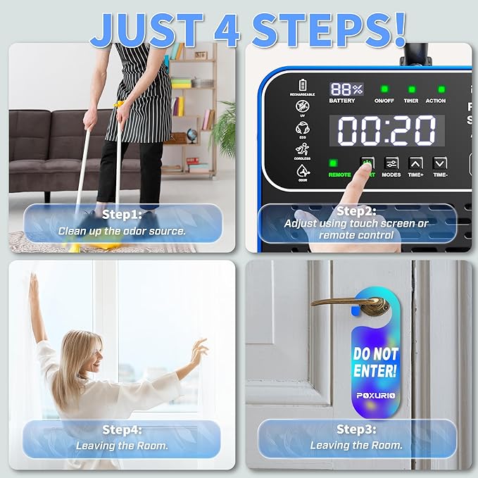 Cordless Ozone Generator - 1,000,000mg/h Professional Grade Covers 10000 Sq-Ft+, 2026 Upgraded Portable Deisgn with 2x 5000mAh Battery for 8-10 Hours Use, With Remote Control&LCD Screen