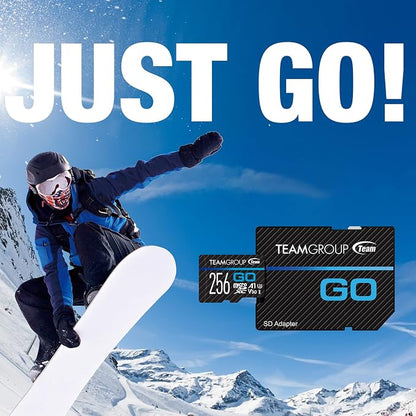 TEAMGROUP GO Card 128GB Micro SDXC UHS-I U3 V30 4K for GoPro & Action Cameras Flash Memory Card with Adapter for Outdoor 4K Shooting TGUSDX128GU303