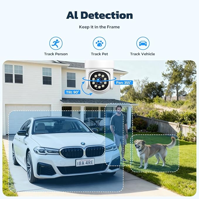 CAMCAMP Wireless Security Camera System,Color Night Vision Wireless Security Camera Outdoor with Auto Tracking,Up to 10CH,360° PTZ,2-Way Audio,2.4/5GHz WiFi, for Home & Business Surveillance Kits