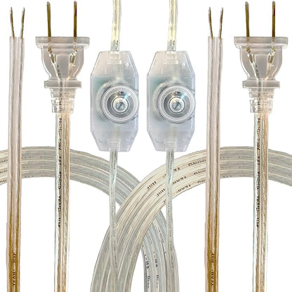 Royal Designs, Inc. 8 Foot Replacement Lamp Cord with Molded Plug and Rotary Dimmer Switch, Stripped Ends Ready for Wiring, SPT-1 Safe for USA, CO-1001D-SL-8-2, Silver, Pack of 2