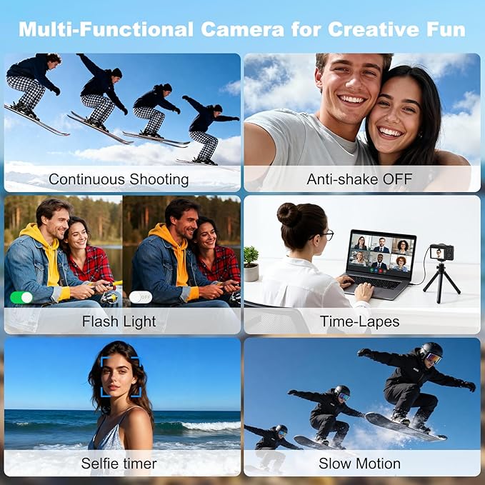 4K Digital Camera for Photography & Video: 64MP Vlogging Camera with 2.8”180° Flip Screen, Autofocus, 16X Digital Zoom, 32GB Card, Compact Point & Shoot Travel Camera for Beginners & Teens