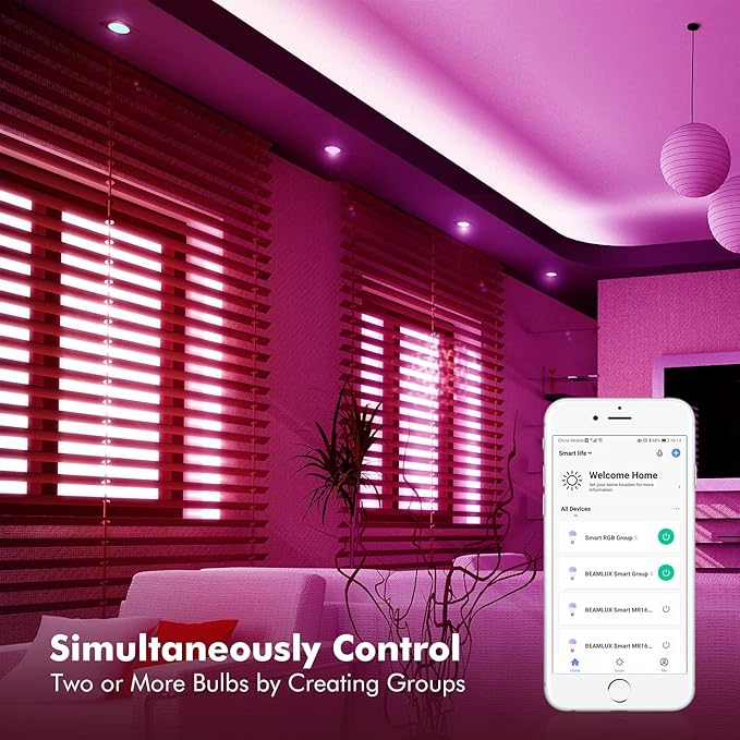 Smart WiFi MR16 Color Changing led Bulbs, Dimmable with App Control, 40° Beam Angle AC/DC12V GU5.3 Base, Compatible with Alexa and Google Home Assistant, No Hub Required 2 Pack