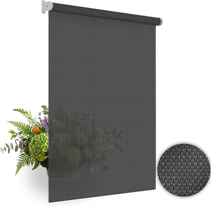 HILADUO Customized Solar Screen Roller Shade Blinds with Remote-Controlled Motorized Operation, 1%, 3% or 5% Openness Screen Fabric, Made in USA
