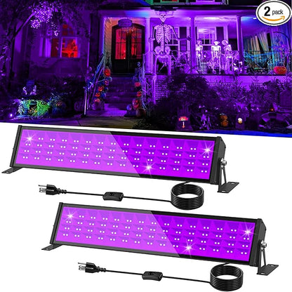T-SUN 72W LED Black Light Bar, Blacklight Bars with Plug and Switch Light Up 22x22ft Area Strip Lights for Glow Party Body Paint Fluorescent Poster Halloween Bedroom Classroom Stage Lighting 2 Pack