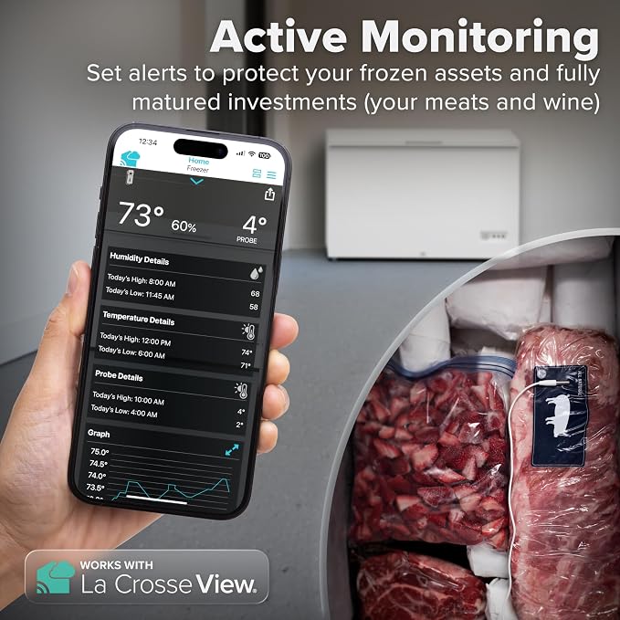 Temp Tracker Probe Wi-Fi Alert System with the Bridge Gateway and a Temperature Probe Sensor with Ambient Temperature and Humidity