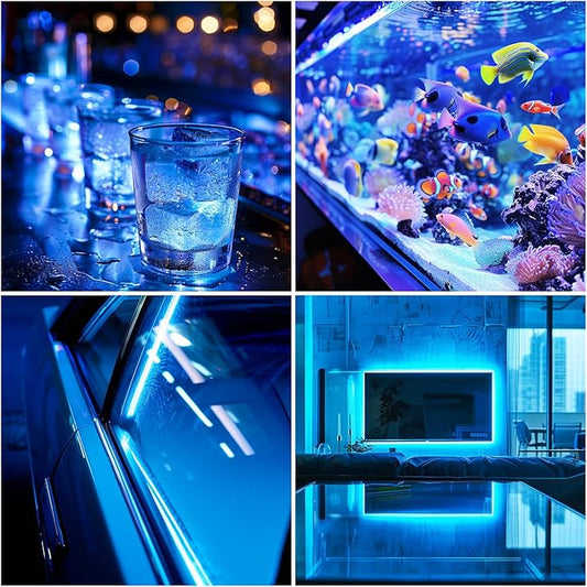 ICE Blue LED Strip Lights 320 LEDs High Brightness Indoor Use Short LED Strip Light Narrow USB Thin Flexible 5V COB Rope Light for DIY Display Cabinet Back Light TV Lights (3.28FT/1M)
