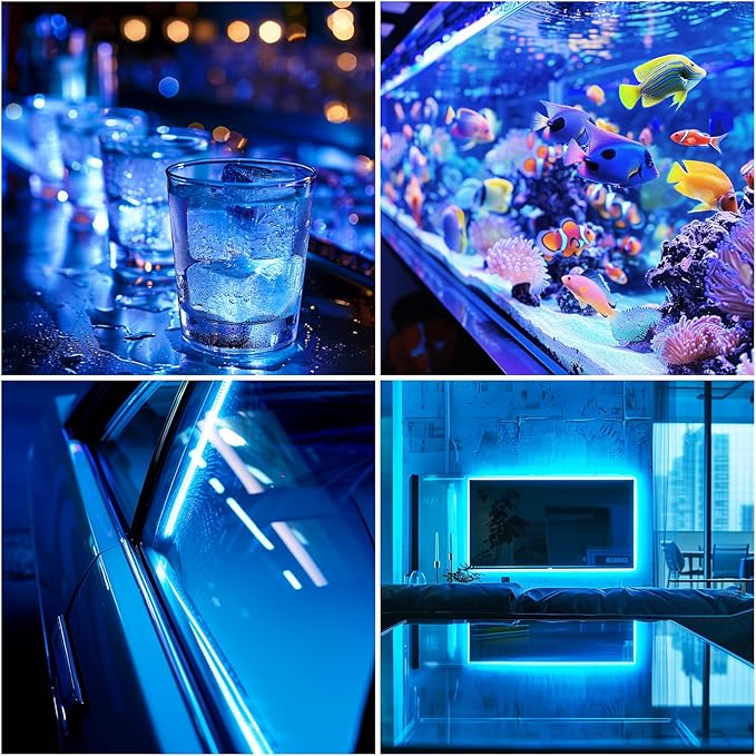 ICE Blue LED Strip Light 320 LEDs 2Pack High Brightness Indoor Use 8mm Flexible LED Tape Lights 5V Powered Density Cuttable USB COB Strip for DIY Display Cabinet LED Back Lights (3.28FTx2)