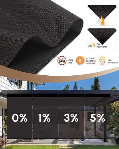 Kincmo Motorized Outdoor Shades for Patio Porch, Custom Outdoor Motorized Blinds with Remote, Waterproof & Windproof Patio Shades Work with Apple Home,Alexa,Google (0% Openness Brown)