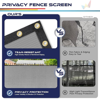 Windscreen4less Privacy Fence Screen Heavy Duty Windscreen Fencing Mesh Fabric Shade Net Cover with Brass Grommtes for Outdoor Wall Garden Yard Pool Deck, 6'x44' Light Gray